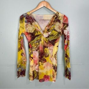 Jean Paul Gaultier Floral Long Sleeve Top - Yellow, Pink, Green